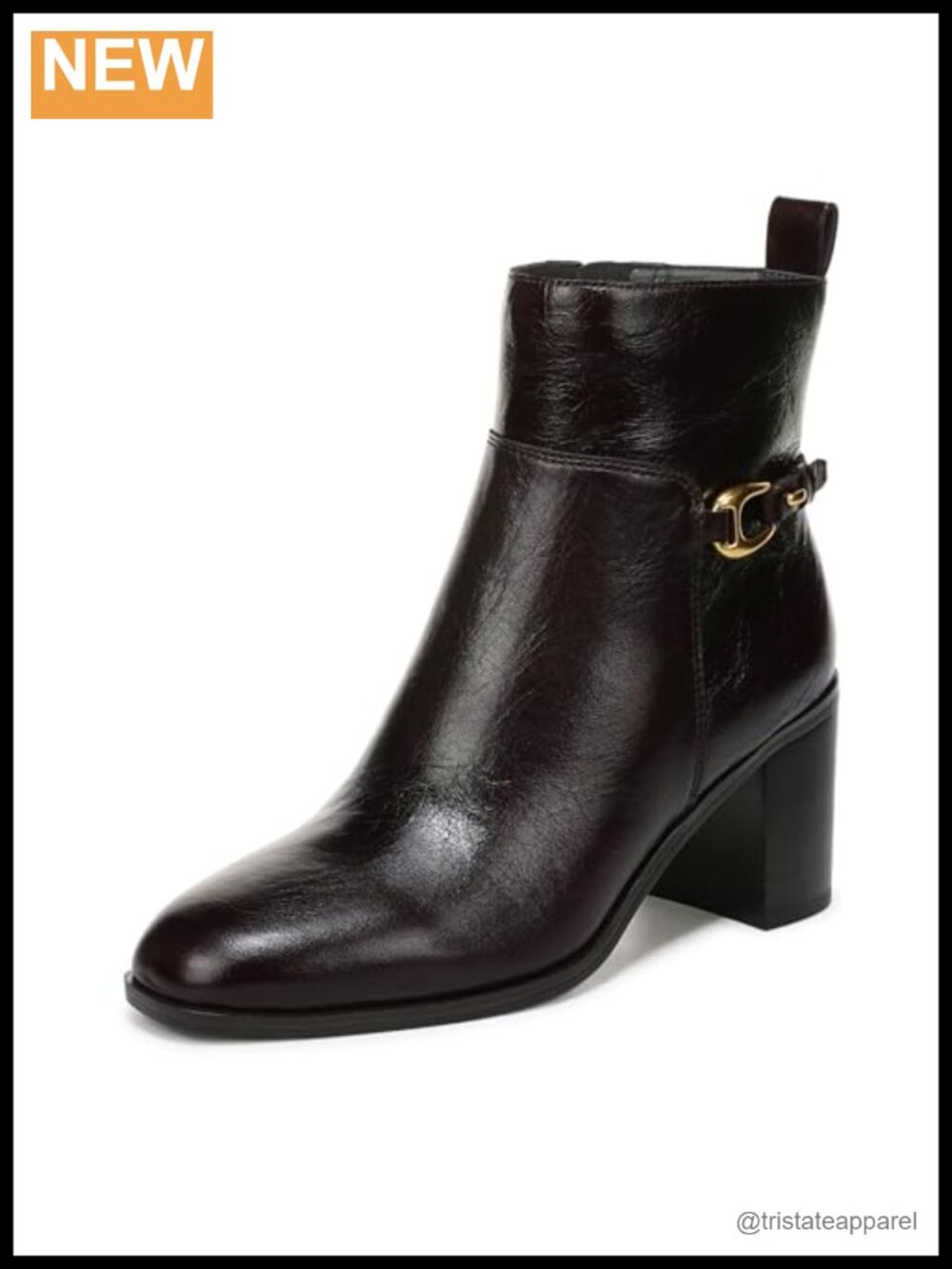 Women's Valya Zip Ankle Booties Square Toe Block Heel Leather Side Zipper